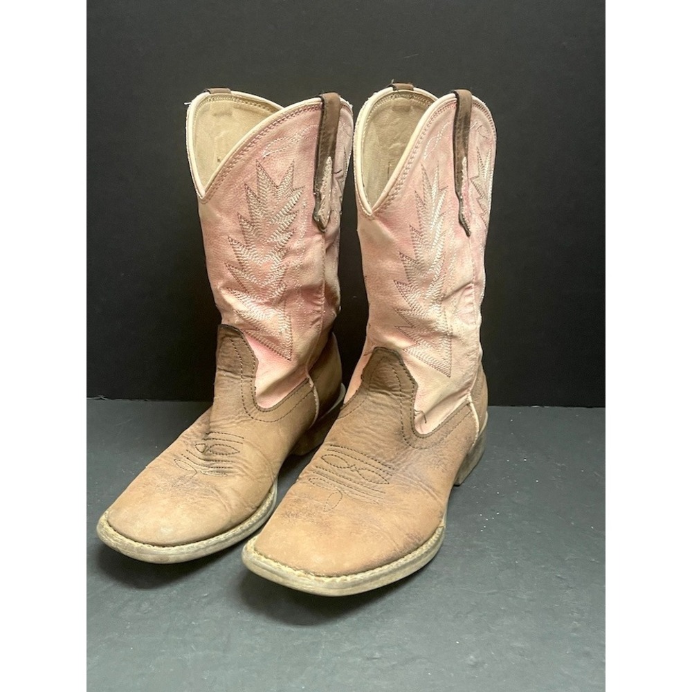 Roper Little Kids Girls Size 2 Western Cowboy Boots Pink & Brown Square Toe